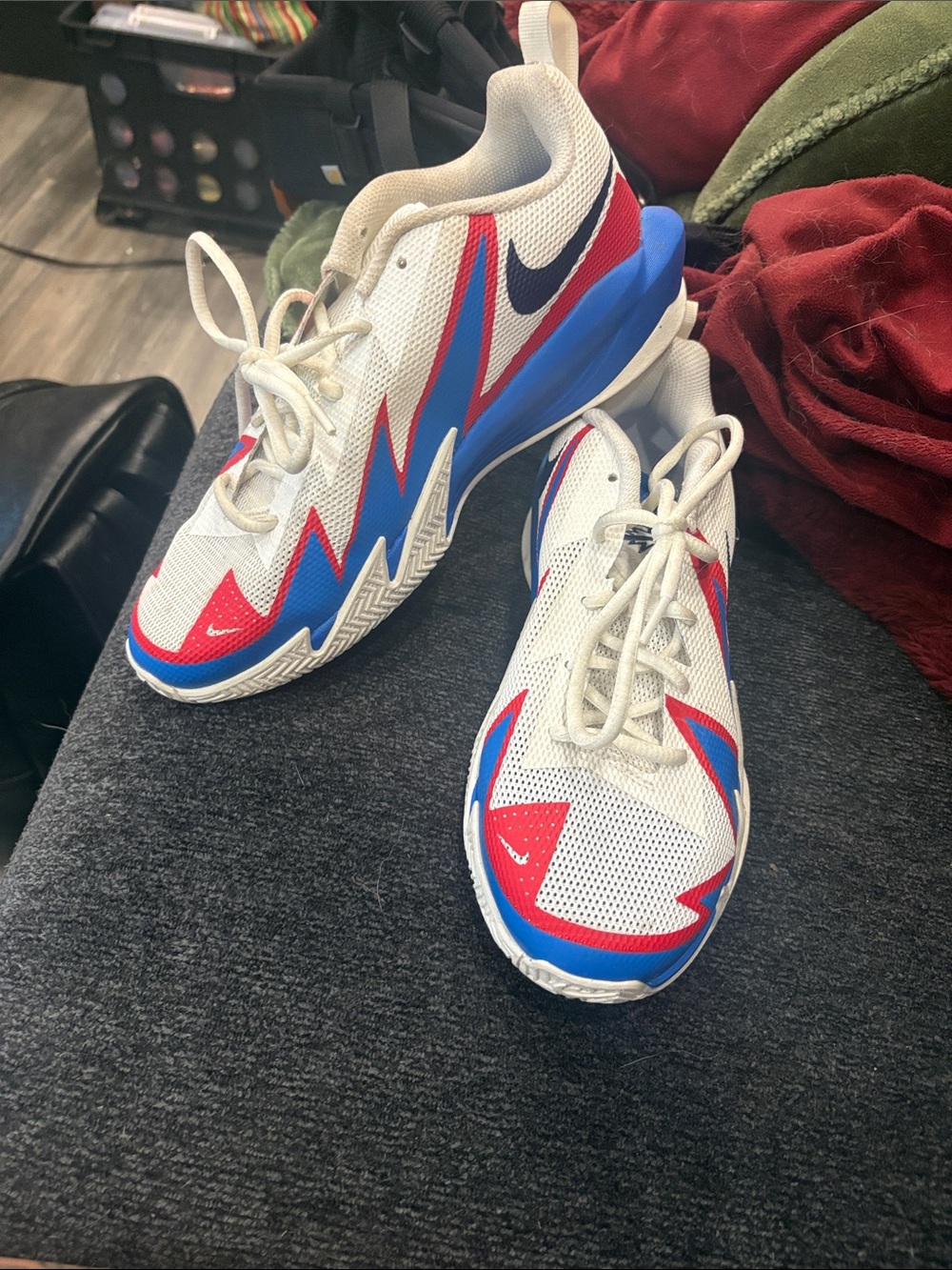 Nike Kids White Blue Red Mesh Athletic Sneakers